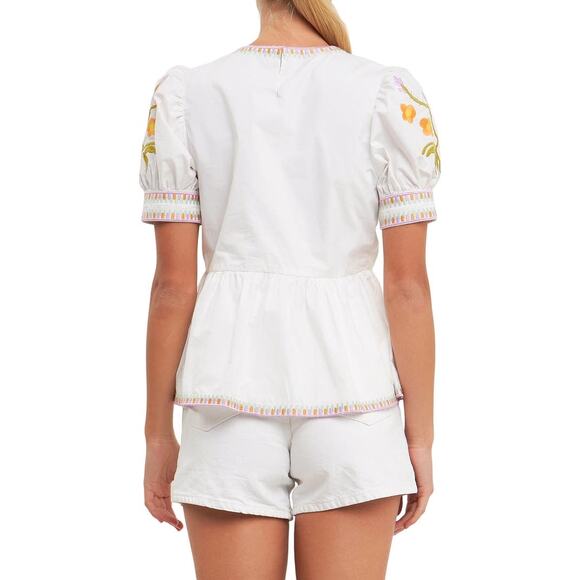 English Factory Embroidered Peplum Cotton Top NWT - S - Picture 3 of 4